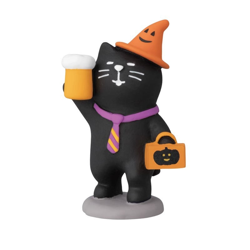 Wholesale  Themed Clown Cat Pumpkin Miniature Resin Scene Ornament For Home Decor Gift