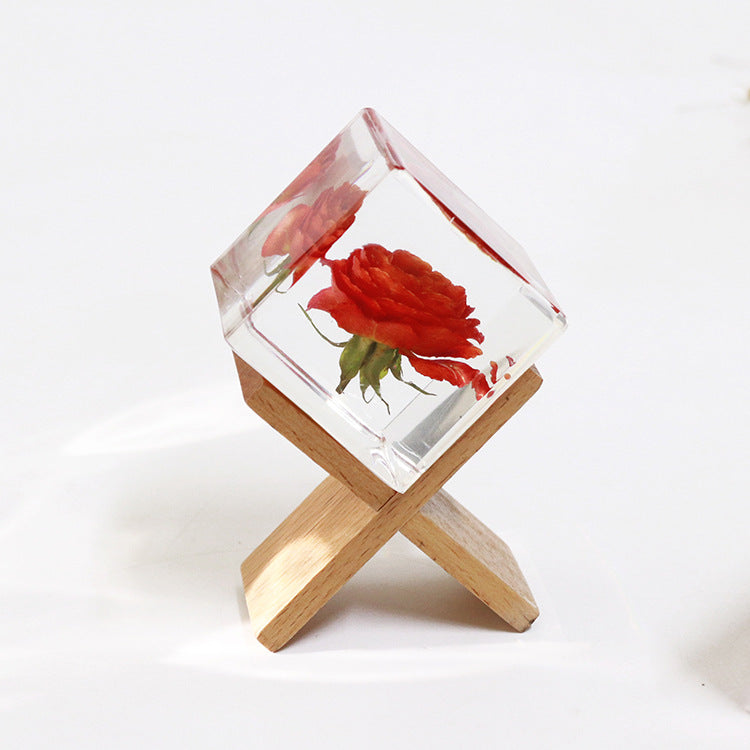Wholesale 6pcs Orange Juice Rose Dried Flower High Transparent Resin Ornaments