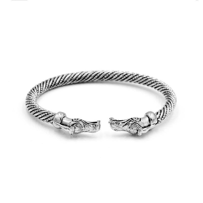 Wholesale Retro Men's Wolf Head Opening Bracelet