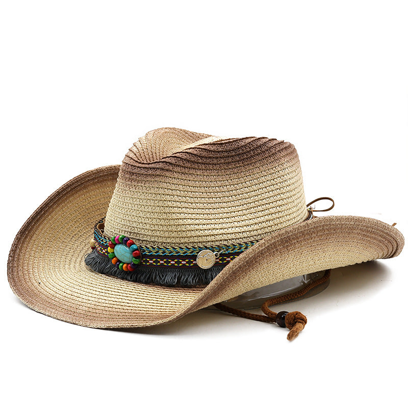 Wholesale Bohemian Western Cowboy Foldable Windproof Rope Tibetan Tibetan Style Hat