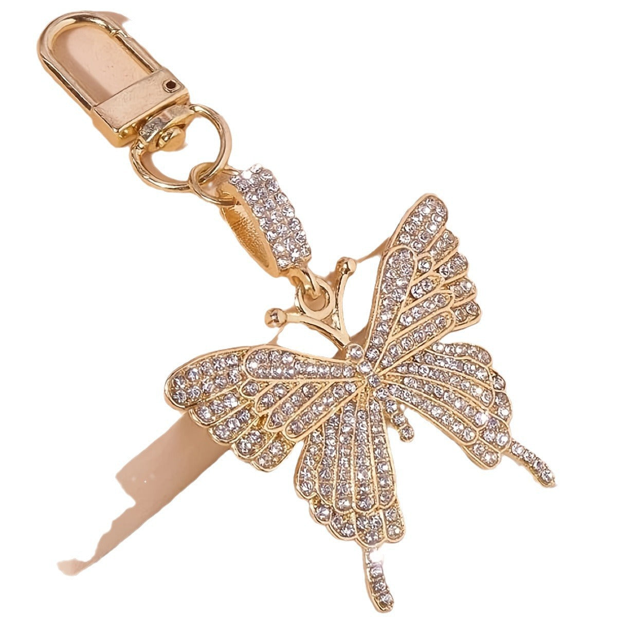 Wholesale Metal alloy colorful inlaid butterfly keychain creative pendant keychain ring