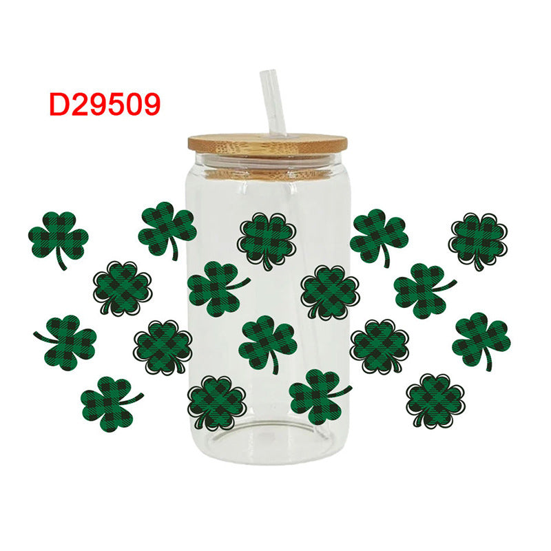 Wholesale Green Clover St. Patrick's Day 16oz Cup UV DTF Wraps