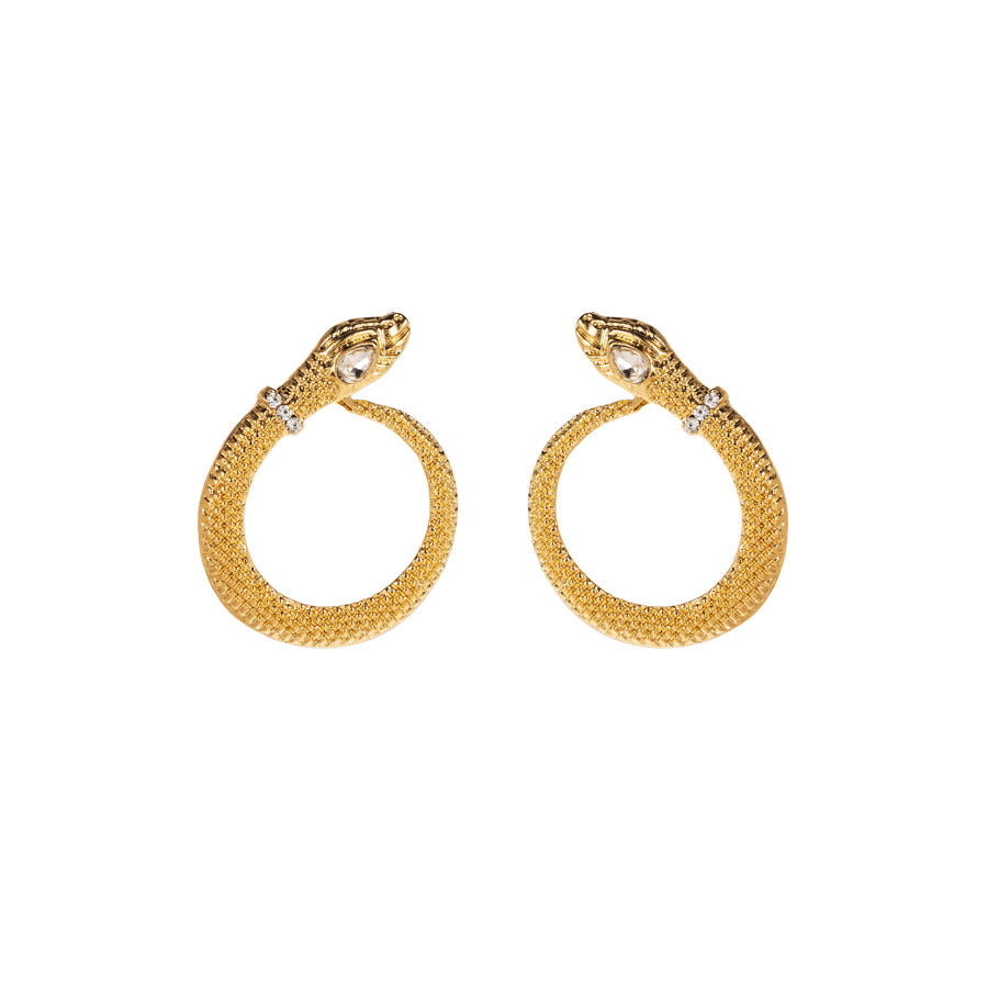 Alloy diamond serpentine exaggerated earrings