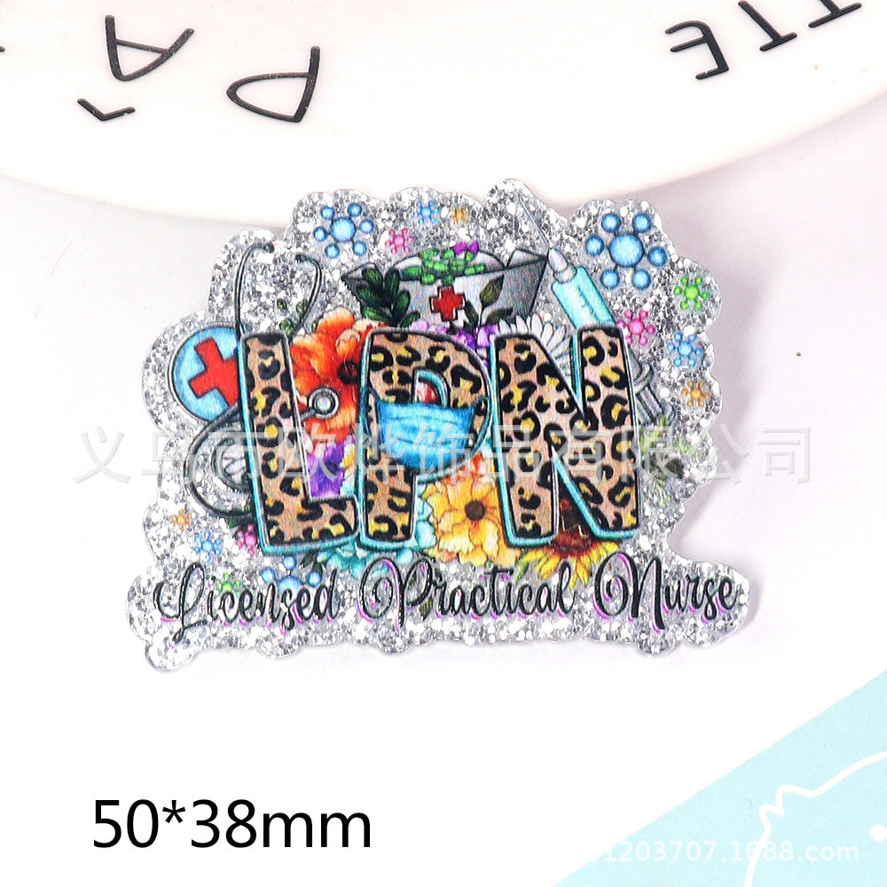 Wholesale New loose powder cartoon letters cute jewelry acrylic pin DIY patch accessories