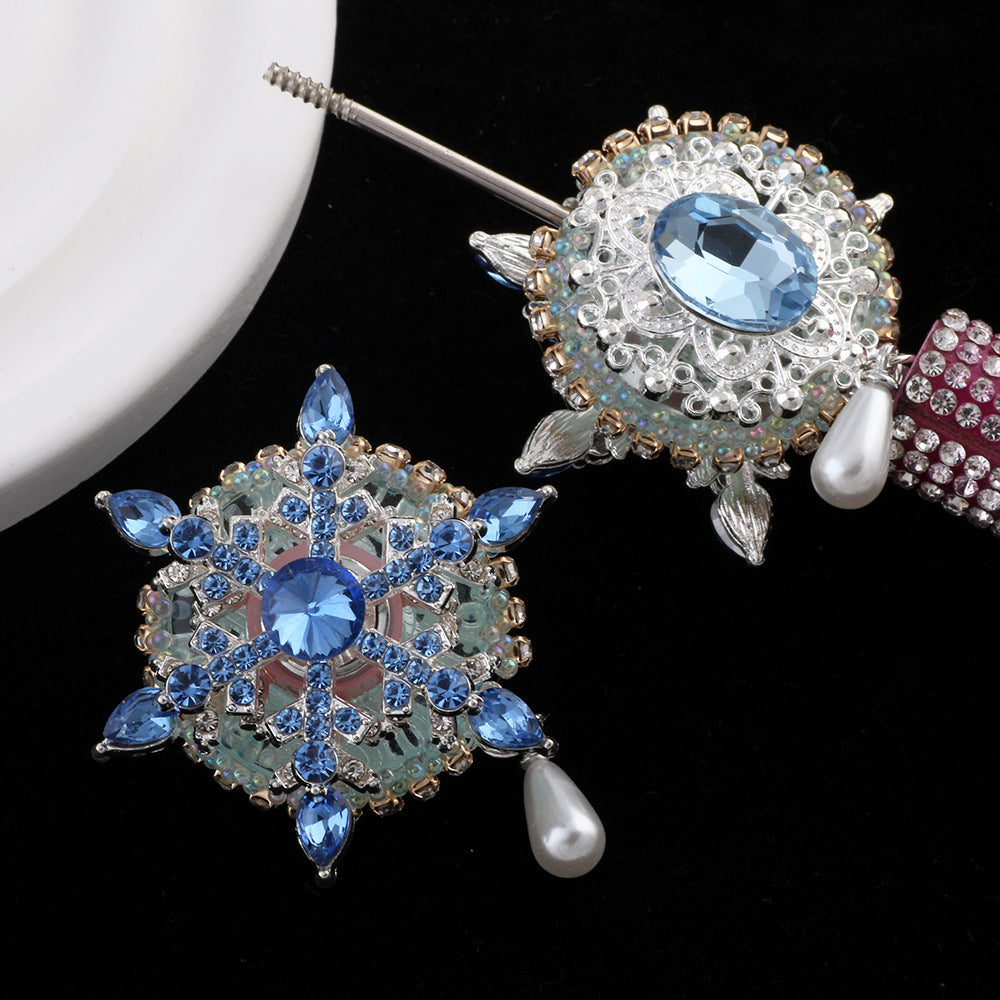 Wholesale 5pcs Diamond inlaid rotating snowflake alloy clay beads