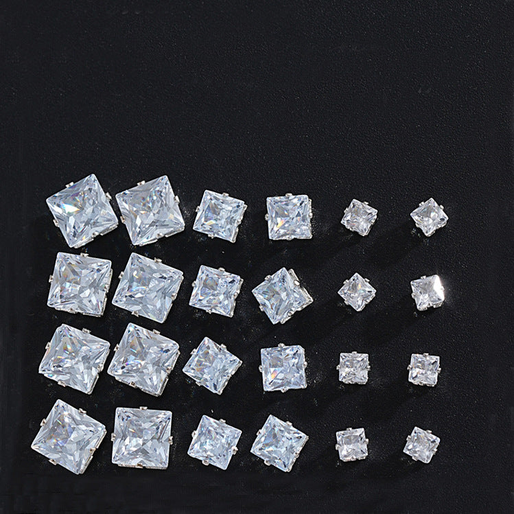 Wholesale 12pcs/pack  geometric square zircon earring set