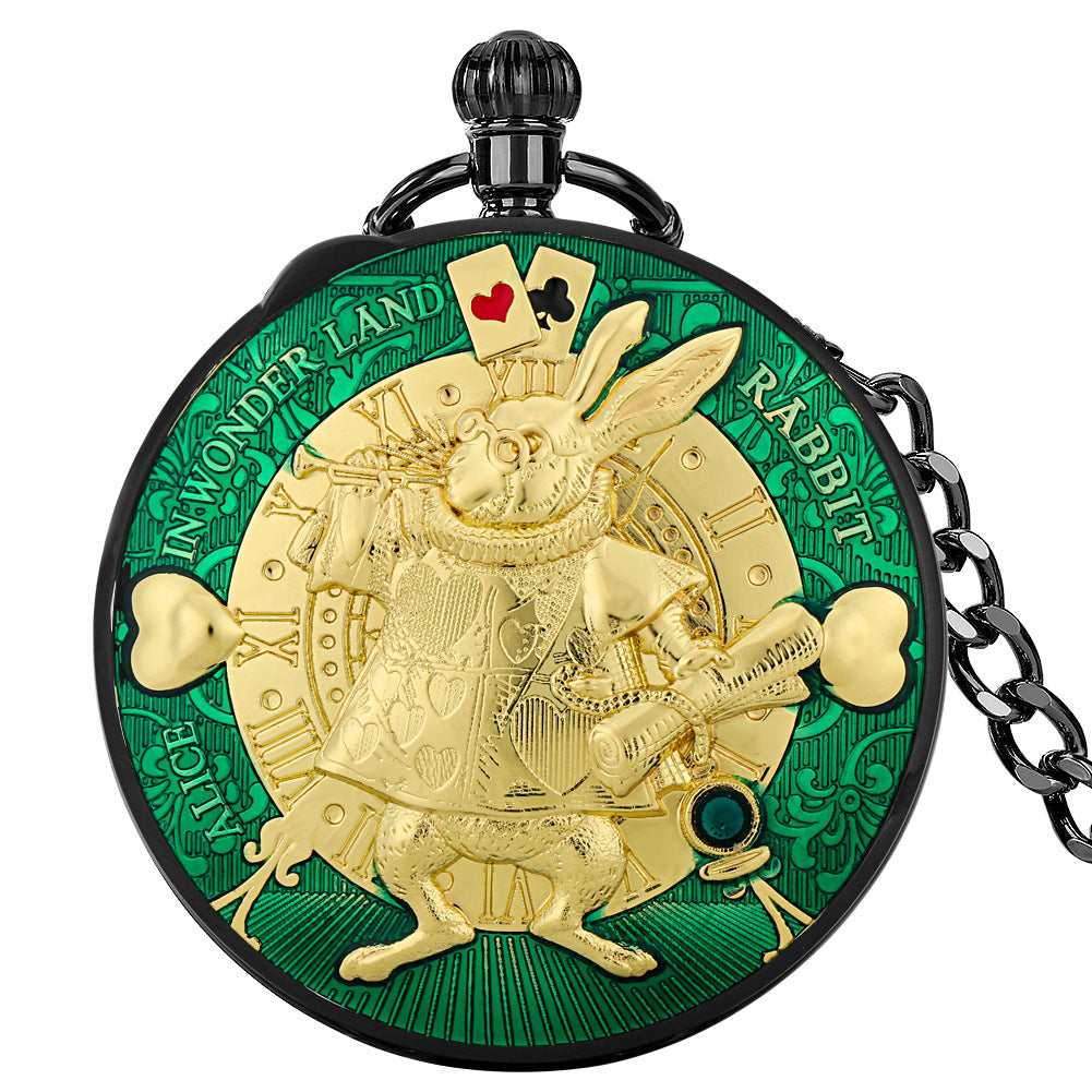 Wholesale Creative Cartoon Rabbit Poker Music Octave Box Pocket Watch OLY Exclusive