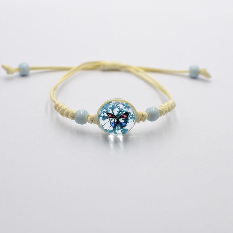 Wholesale Gypsophila Bracelet Glass Time Gem Real Flower Dried Flower Bracelet