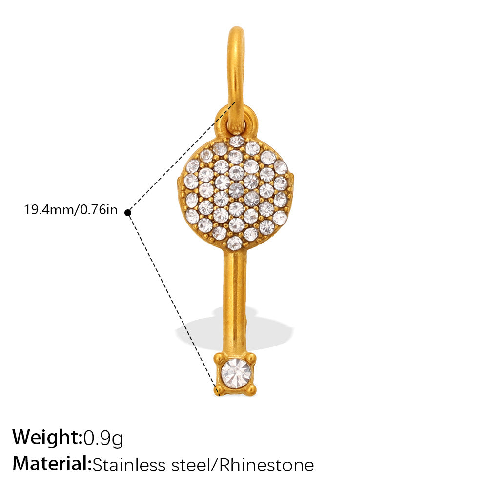 Wholesale Stainless steel gold-colored diamond-studded key cross pendant