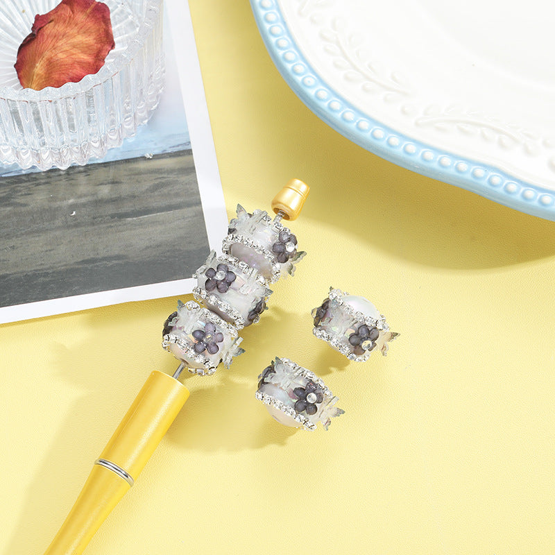 Wholesale 10pcs Rhinestone Butterfly Beaded Straight Hole DIY Acrylic Beads