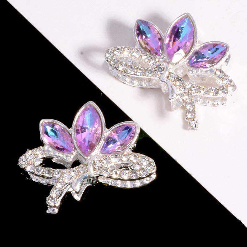 Wholesale 6pcs/pack Double-sided alloy rhinestone lotus straight hole loose DIY beads