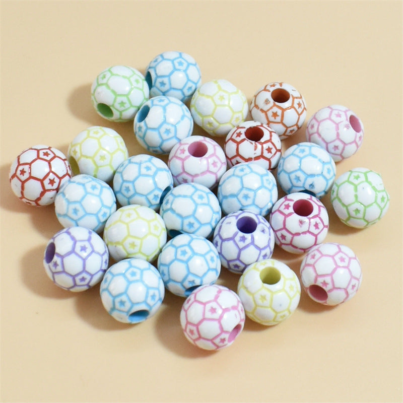 Al por mayor 50 piezas/paquete de 12 mm de fútbol de 12 mm en blanco y negro cuentas acrílicas de color mixto