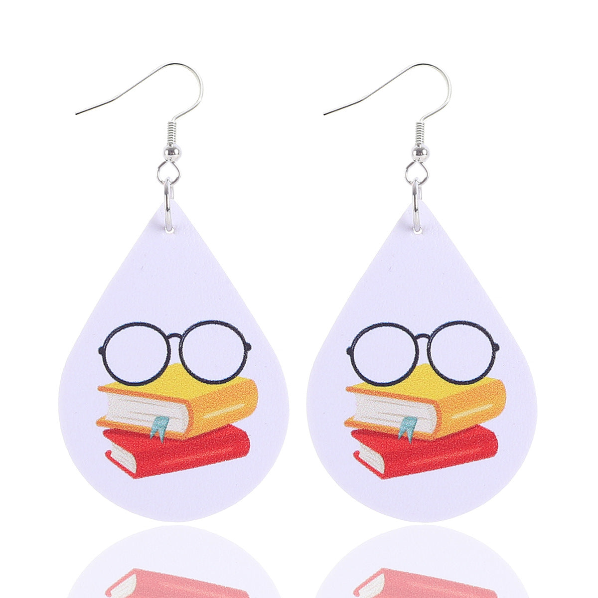 Wholesale Teacher's Day Apple Pencil Water Drop Leather Earrings