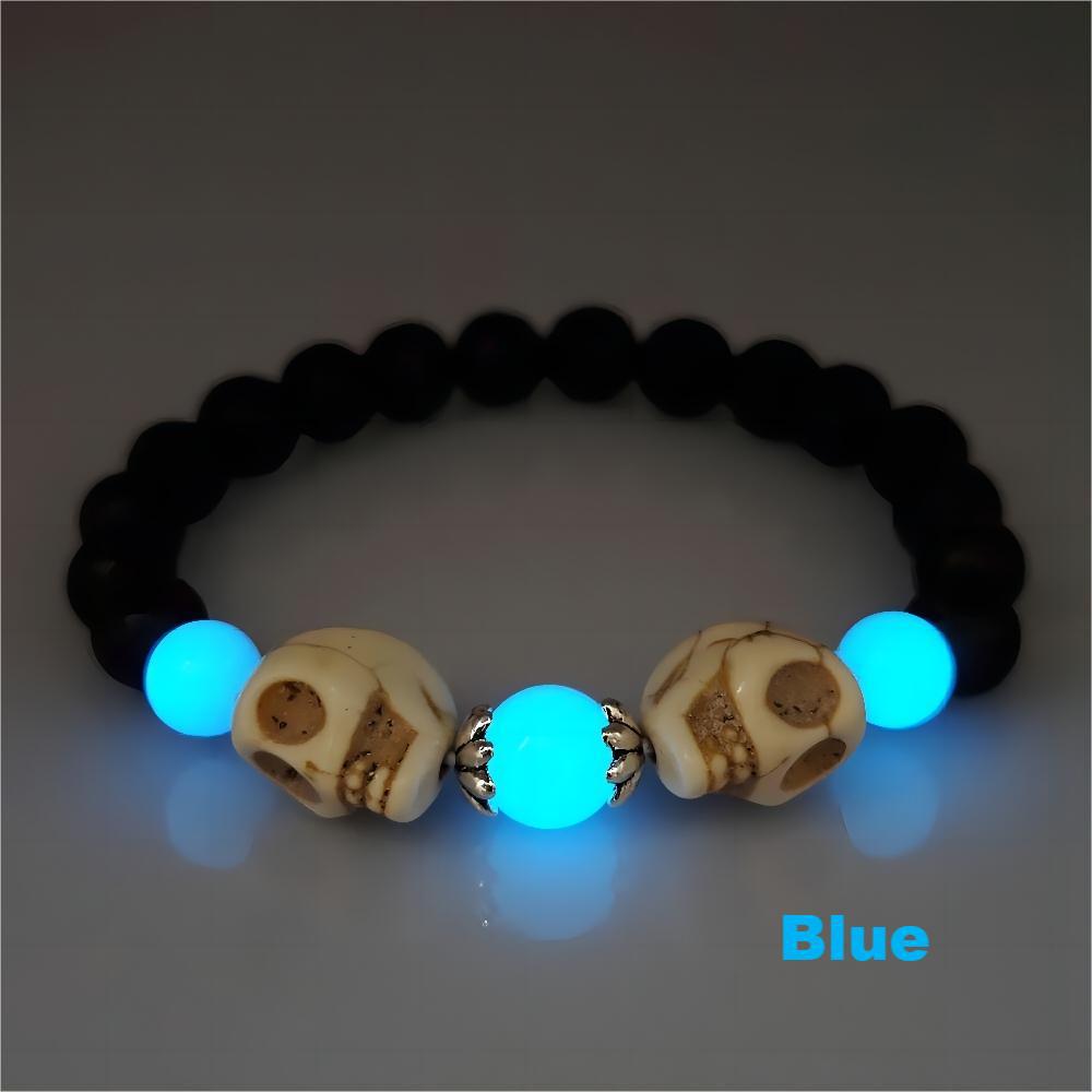 Wholesale  White Turquoise Skull   Ghost Head Volcanic Stone  Luminous Bracelet