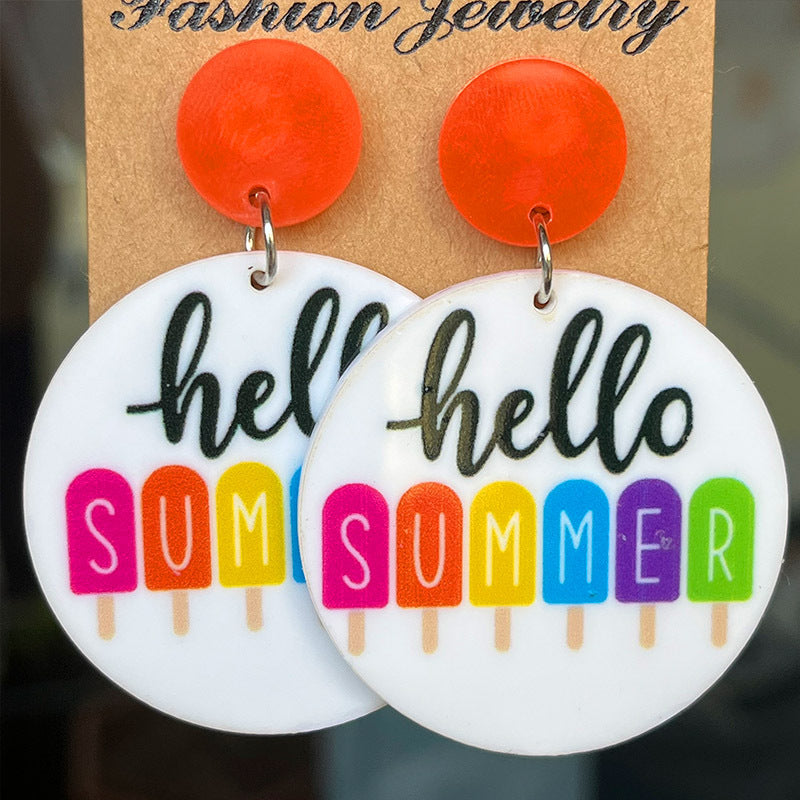 Wholesale 2pcs Hello Summer Beach Scenery Holiday Acrylic Earrings