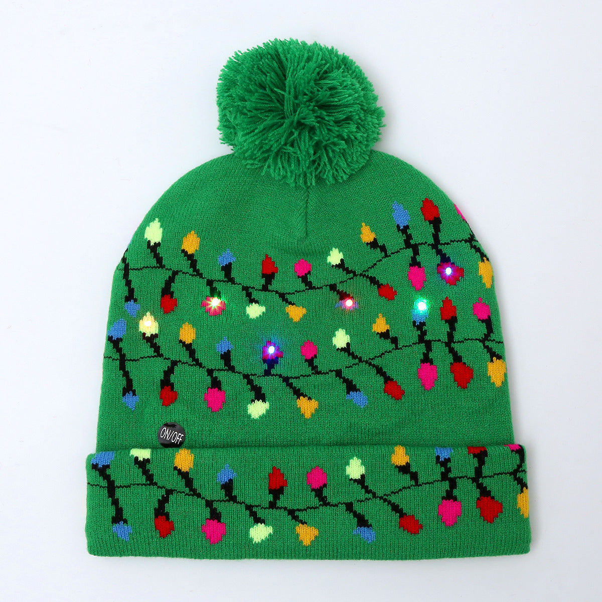 Wholesale Jacquard LED Christmas Knitted Beanie