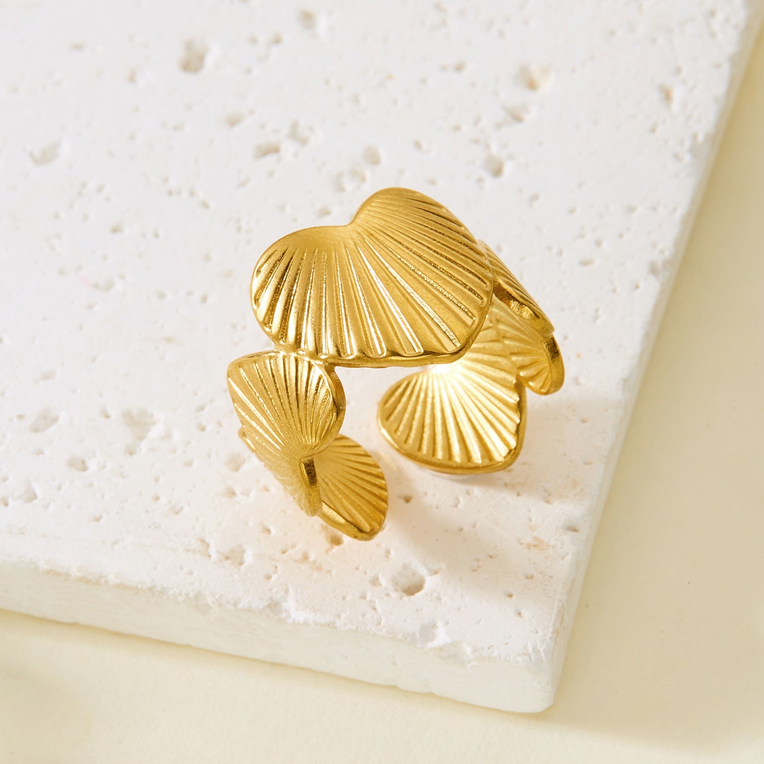 Wholesale Real gold electroplated non-fading butterfly shell starfish versatile ring