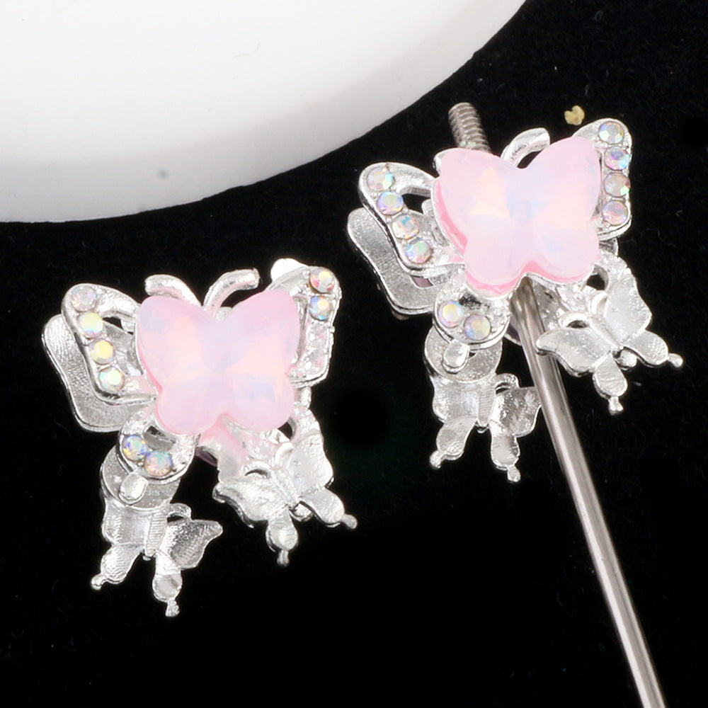 Wholesale Crystal Butterfly Alloy Beads Straight Hole Beads DIY Accessories