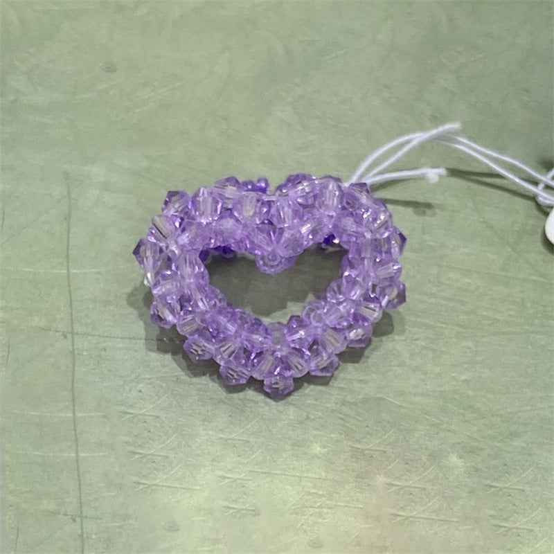 Wholesale New Microlite Beaded Fishing Line Heart Ring