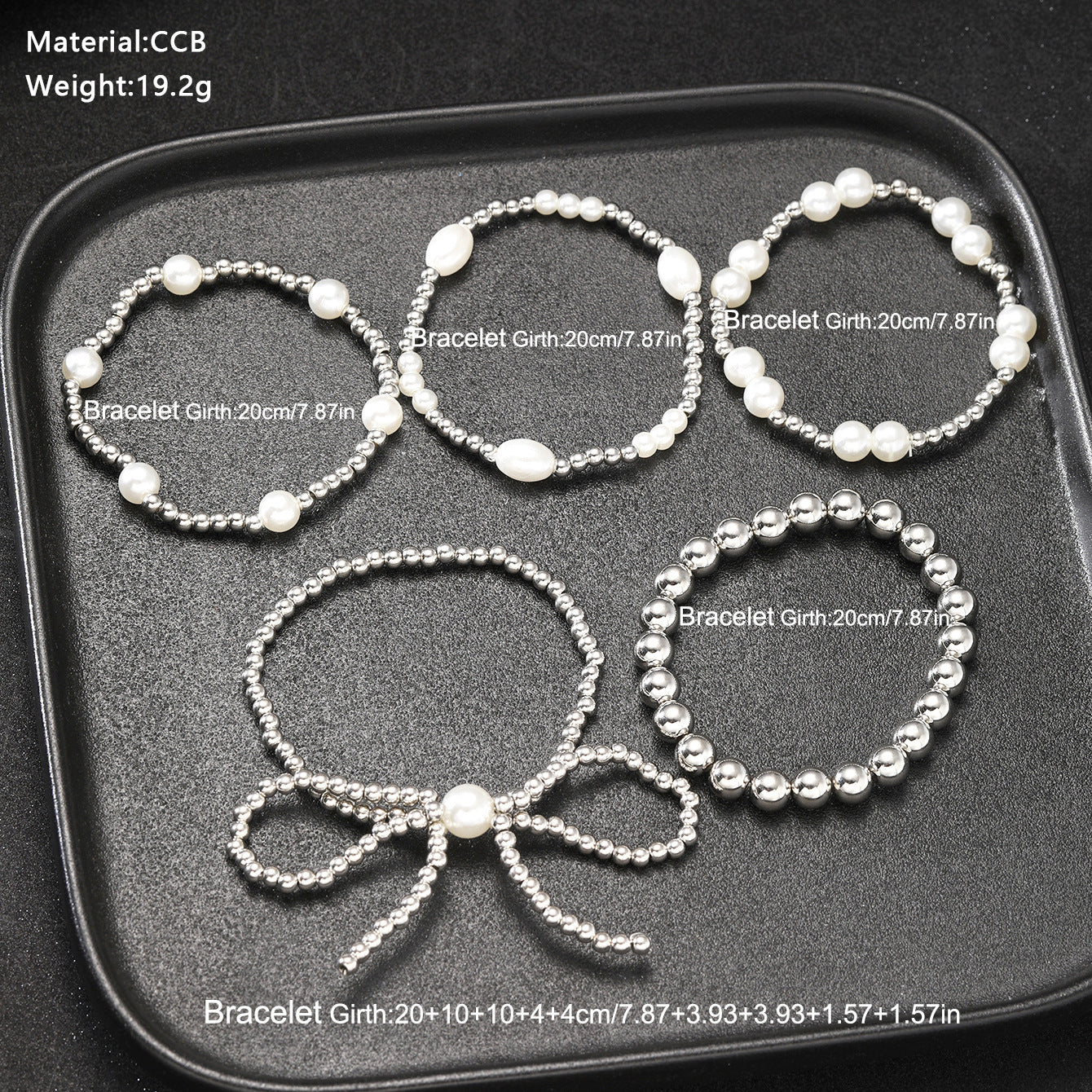 Wholesale Bow Pearl Beaded Bracelet 5-Piece Set