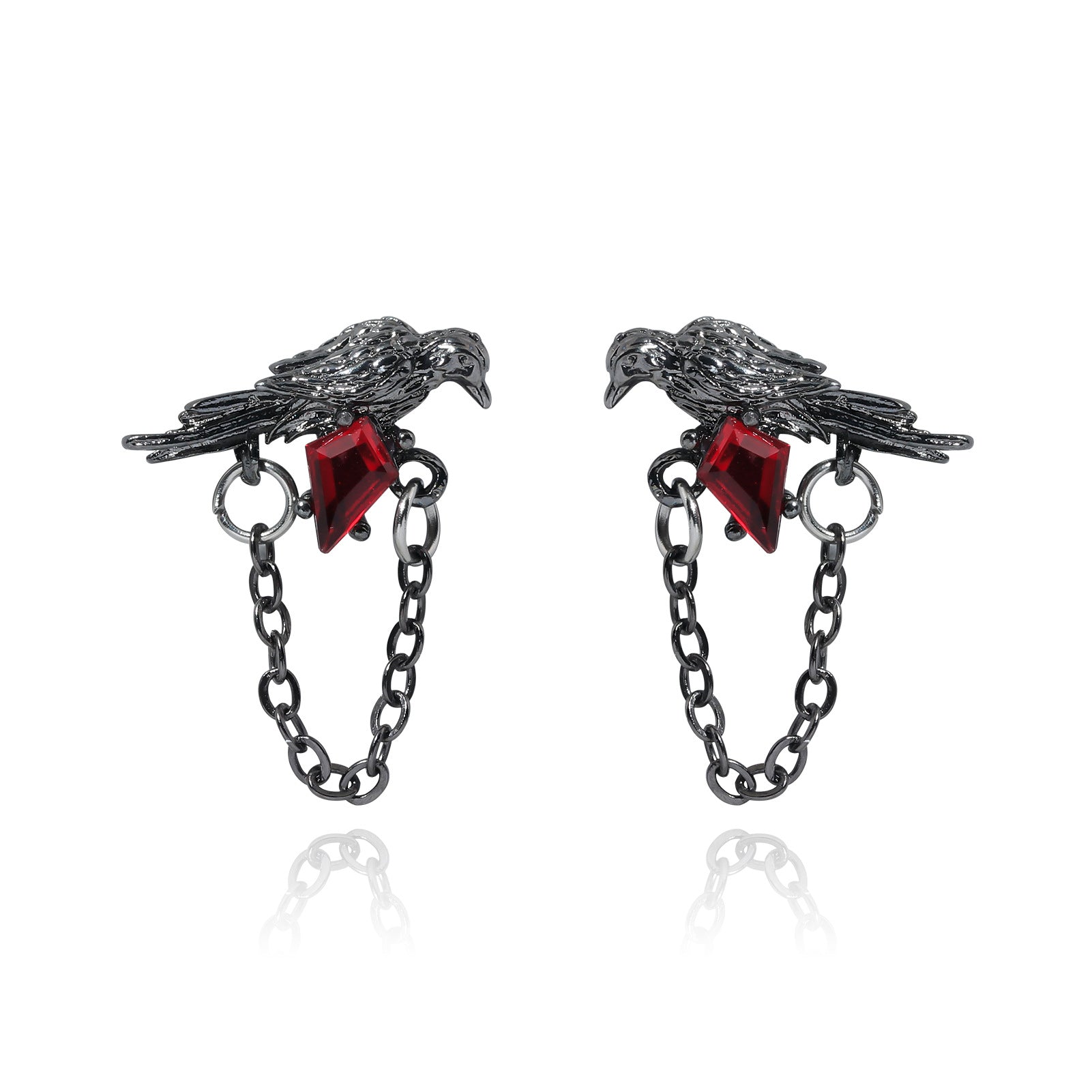 Wholesale Dark Wind Crow Retro Ruby Pendant Necklace OLY Exclusive