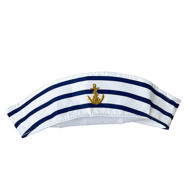 Wholesale Polyester Uniform Party Blue Striped Hat Set