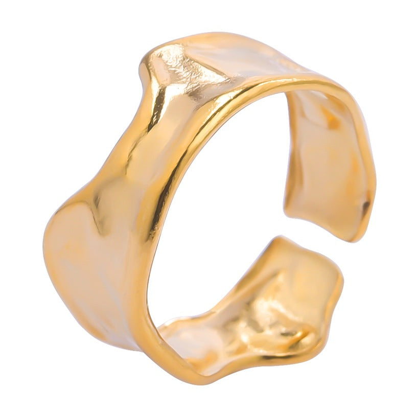 Wholesale Irregular Seven Color Golden Steel Titanium Rings with Irregular Shapes