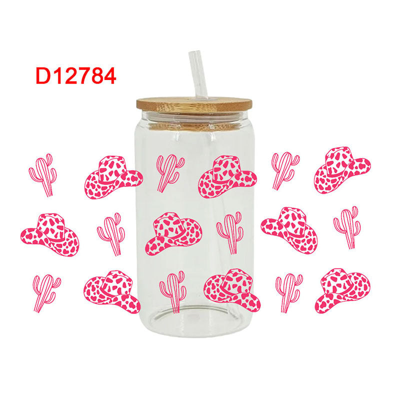 Wholesale Pink Pattern Series 16oz Cup UV DTF Wraps