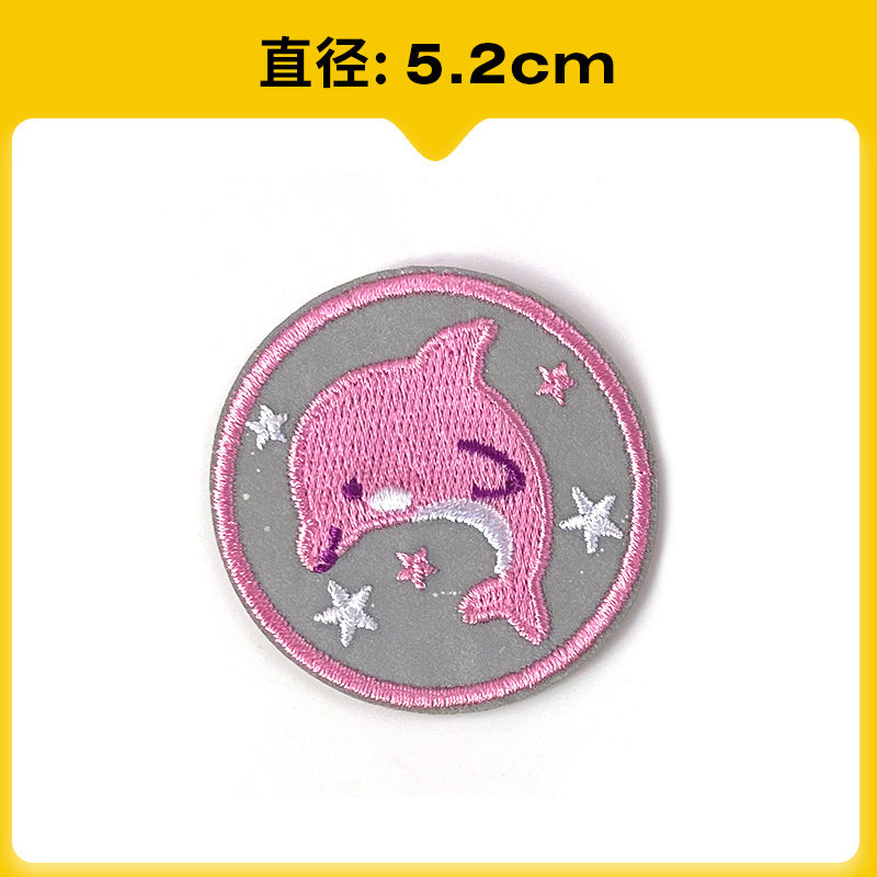 Wholesale Chic Reflective Cartoon Embroidered Patch For Backpack Coat School Bag Safety Decorative Badge
