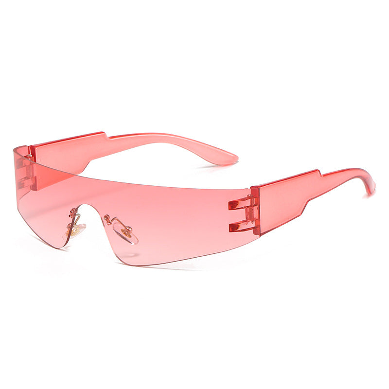 Wholesale Frameless Single Piece Punk Sport Colorful Fashion Sunglasses