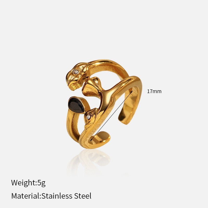 Wholesale Trendy Glossy Open Titanium Steel Ring Stainless Steel 18K Gold Plated Niche Ring