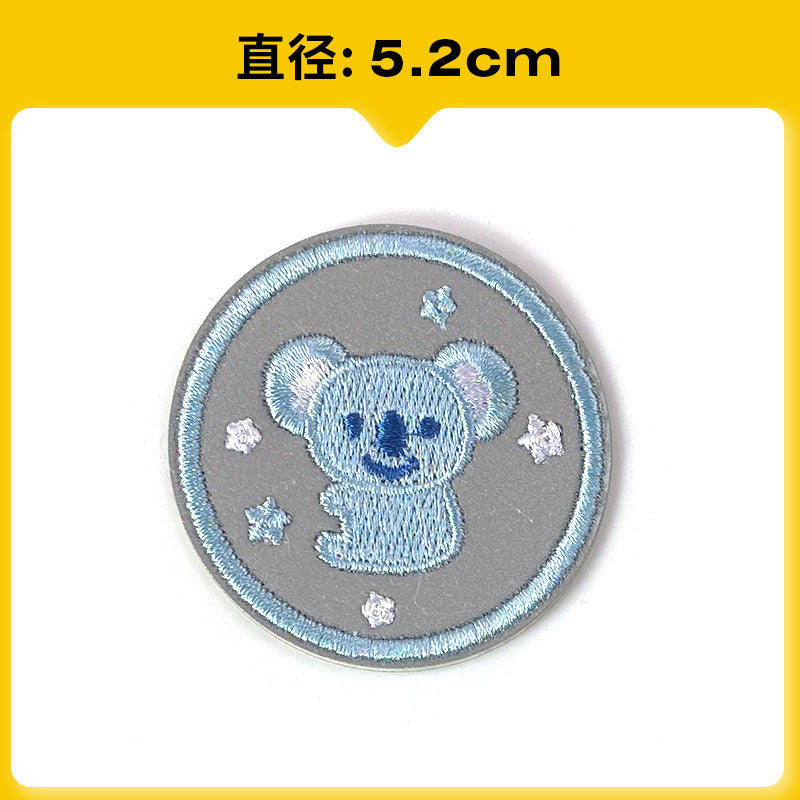 Wholesale Chic Reflective Cartoon Embroidered Patch For Backpack Coat School Bag Safety Decorative Badge