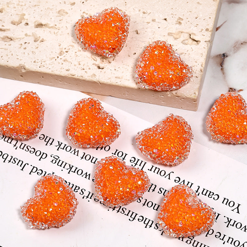 Wholesale 20pcs Rhinestone Heart Acrylic Beads Soft Sugar Beads