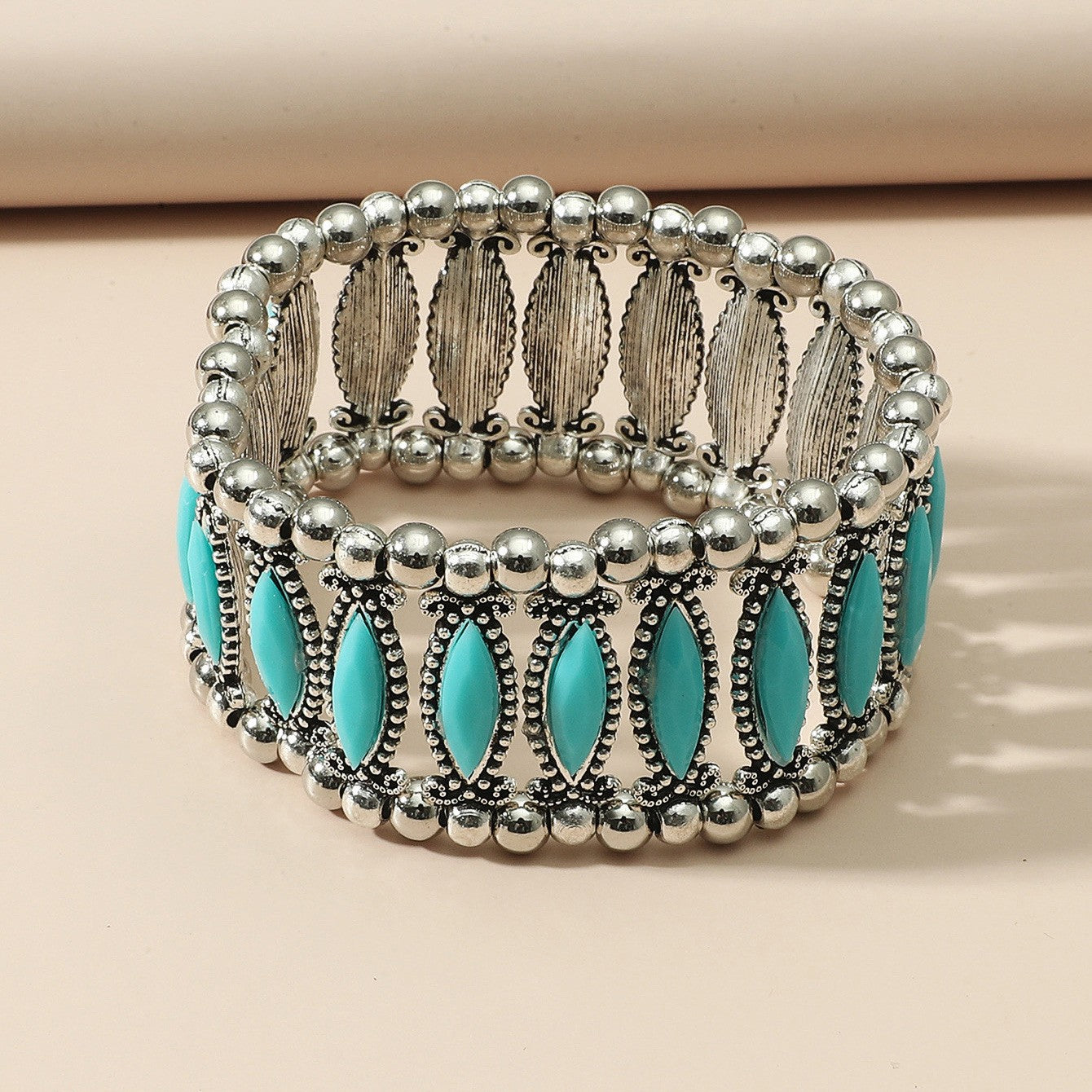 Wholesale Vintage Alloy Turquoise Stretch Bracelet Bohemian Bracelet