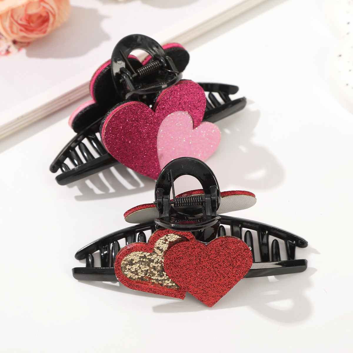 Wholesale Valentine's Day Series Gold Powder Cloth Shiny Cupid Love DIY Grab Clip Hair Accessories Duckbill Clip