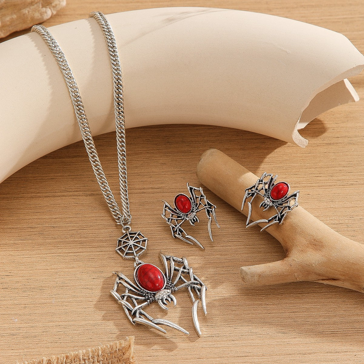 Wholesale Vintage Distressed Zinc Alloy  Pendant Necklace Earring Set Gothic Fashion Jewelry For Men Women