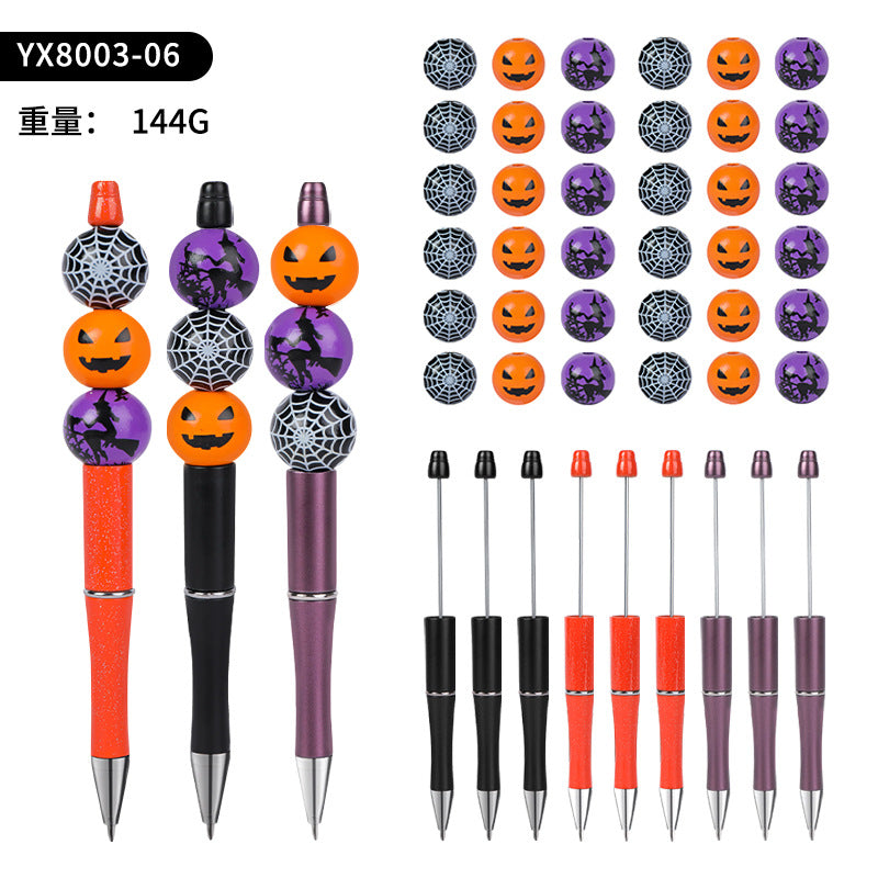 Wholesale Beaded Pens Fun Halloween Pumpkin Spider Solid Wood