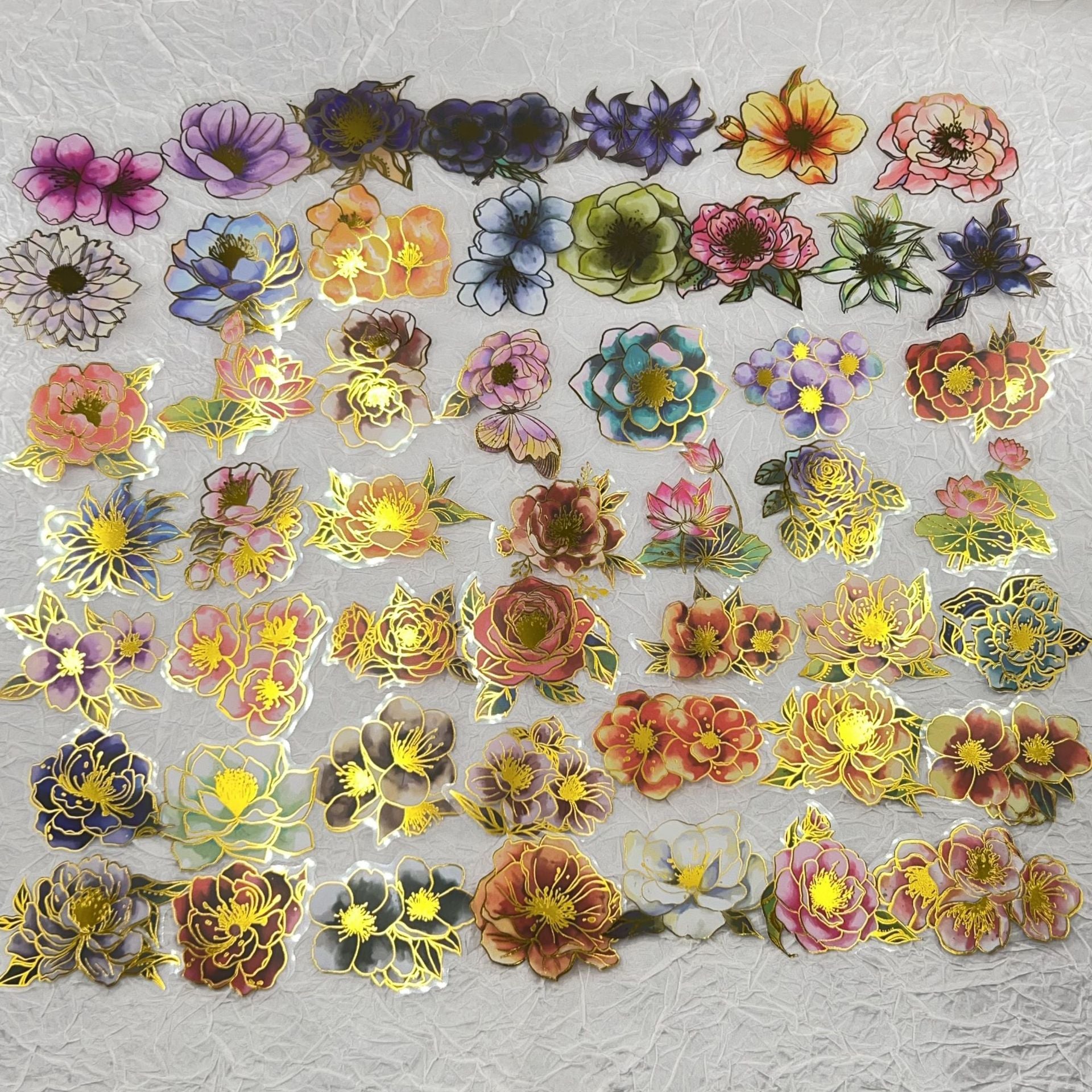 Wholesale 50pcs hot stamping floral Waterproof Vinyl Stickers