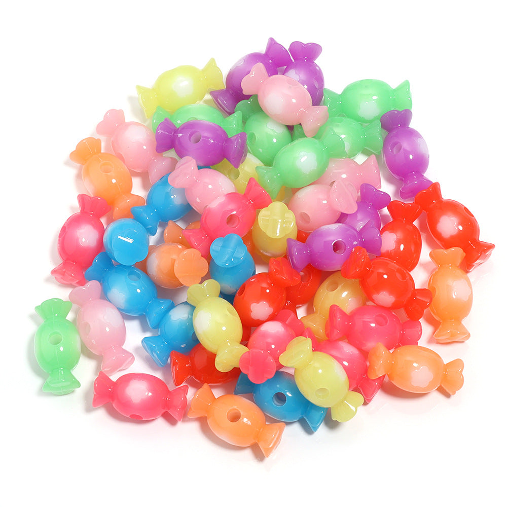 Wholesale  40pcs Jelly two-color colored candy acrylic beads