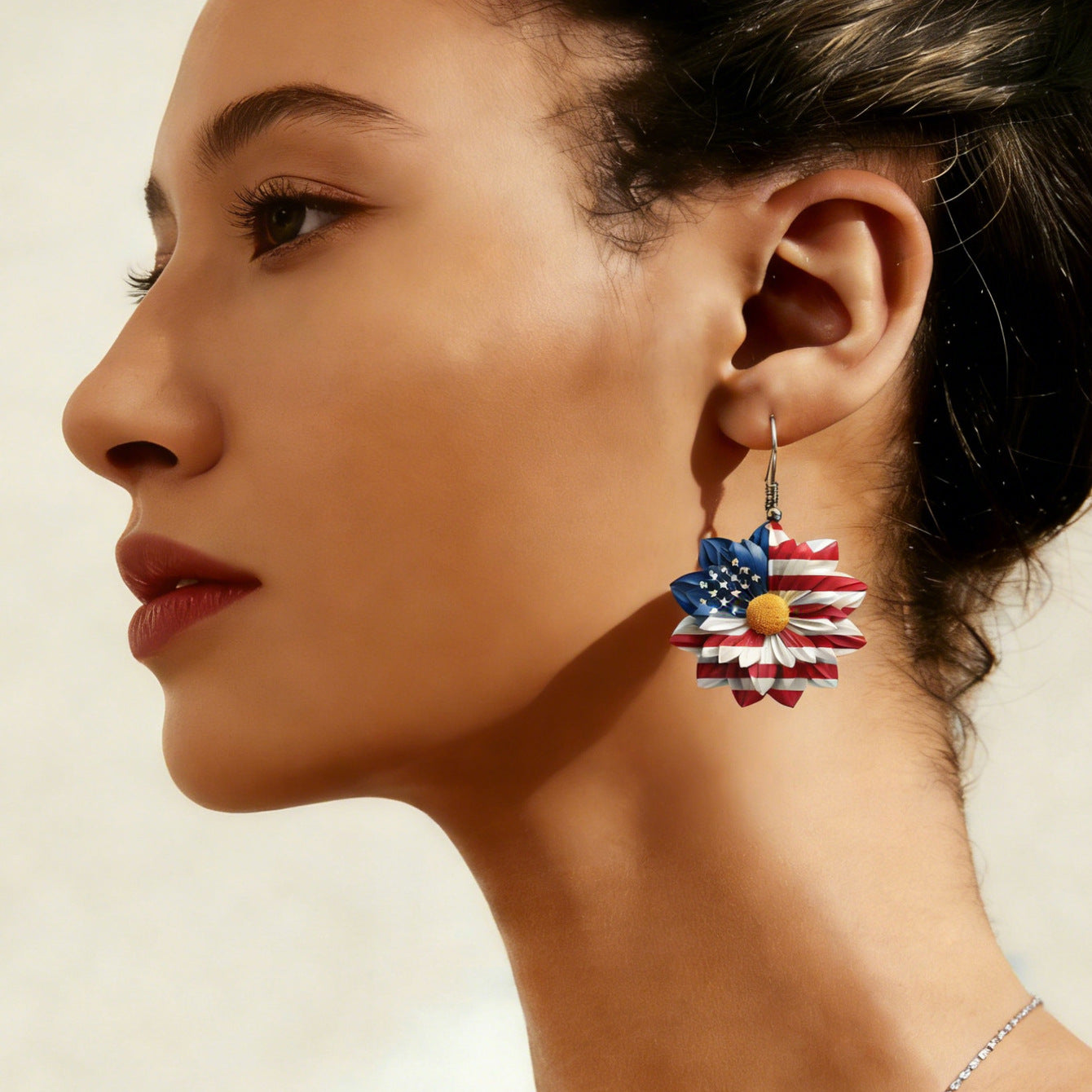 Wholesale Red White Blue Flag Bald Eagle Pendant Earrings
