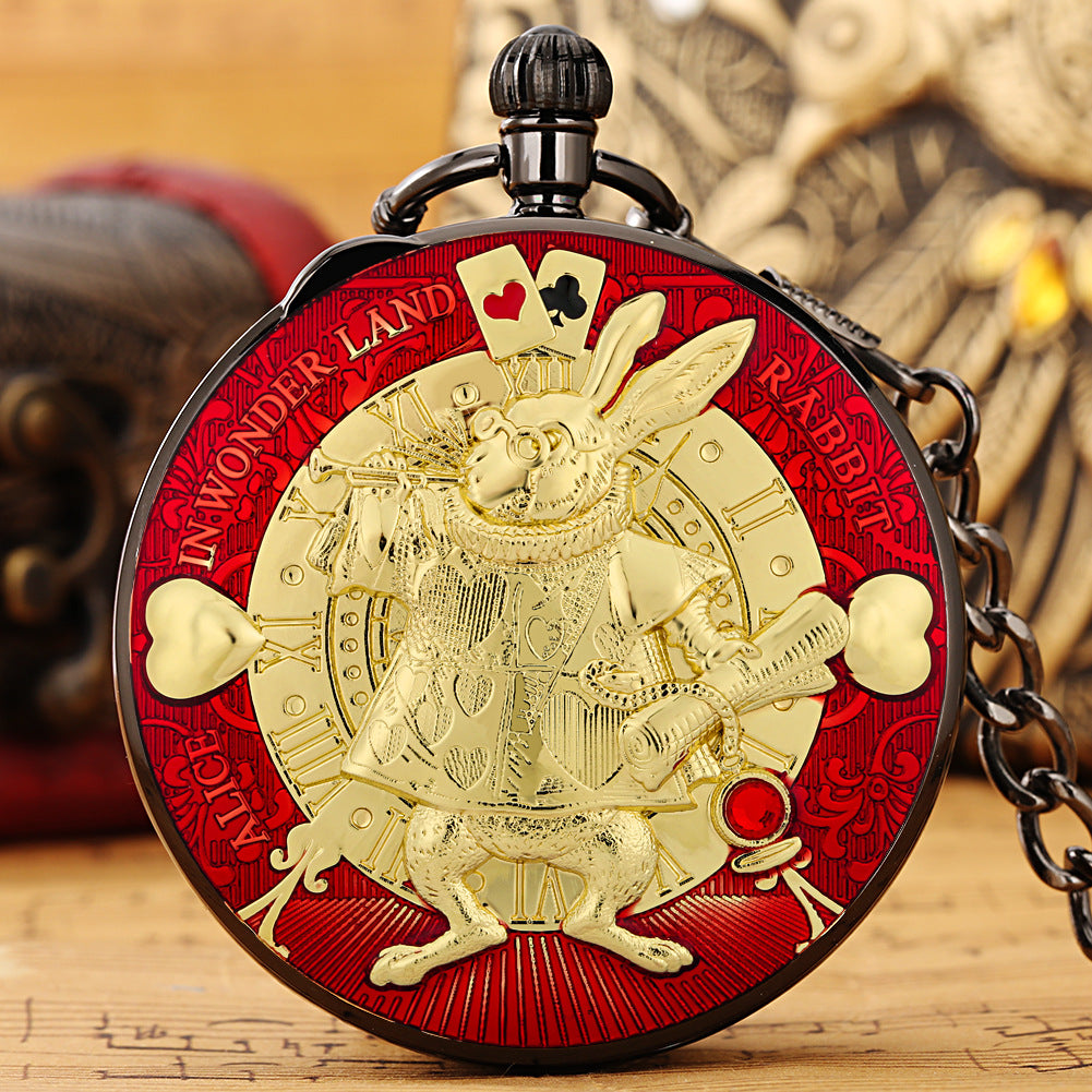 Wholesale Creative Cartoon Rabbit Poker Music Octave Box Pocket Watch OLY Exclusive