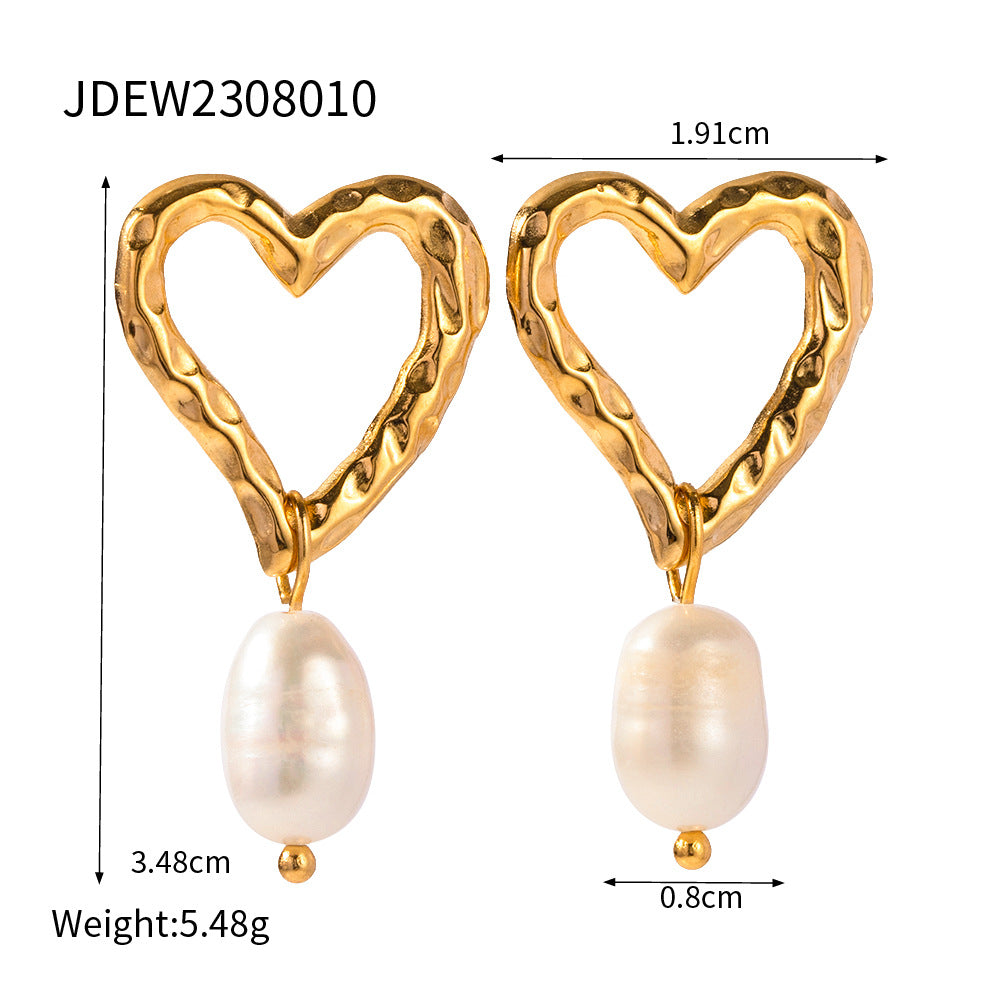 Wholesale Stainless Steel Pearl Heart High-grade 18k Titanium Steel Earrings