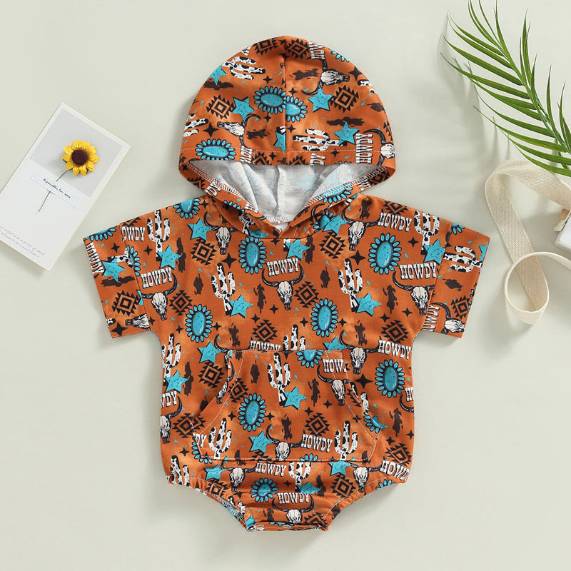 Algodón al por mayor 2023 Nuevo Aztec Western Cowboy Style Howdy Kids Onesies