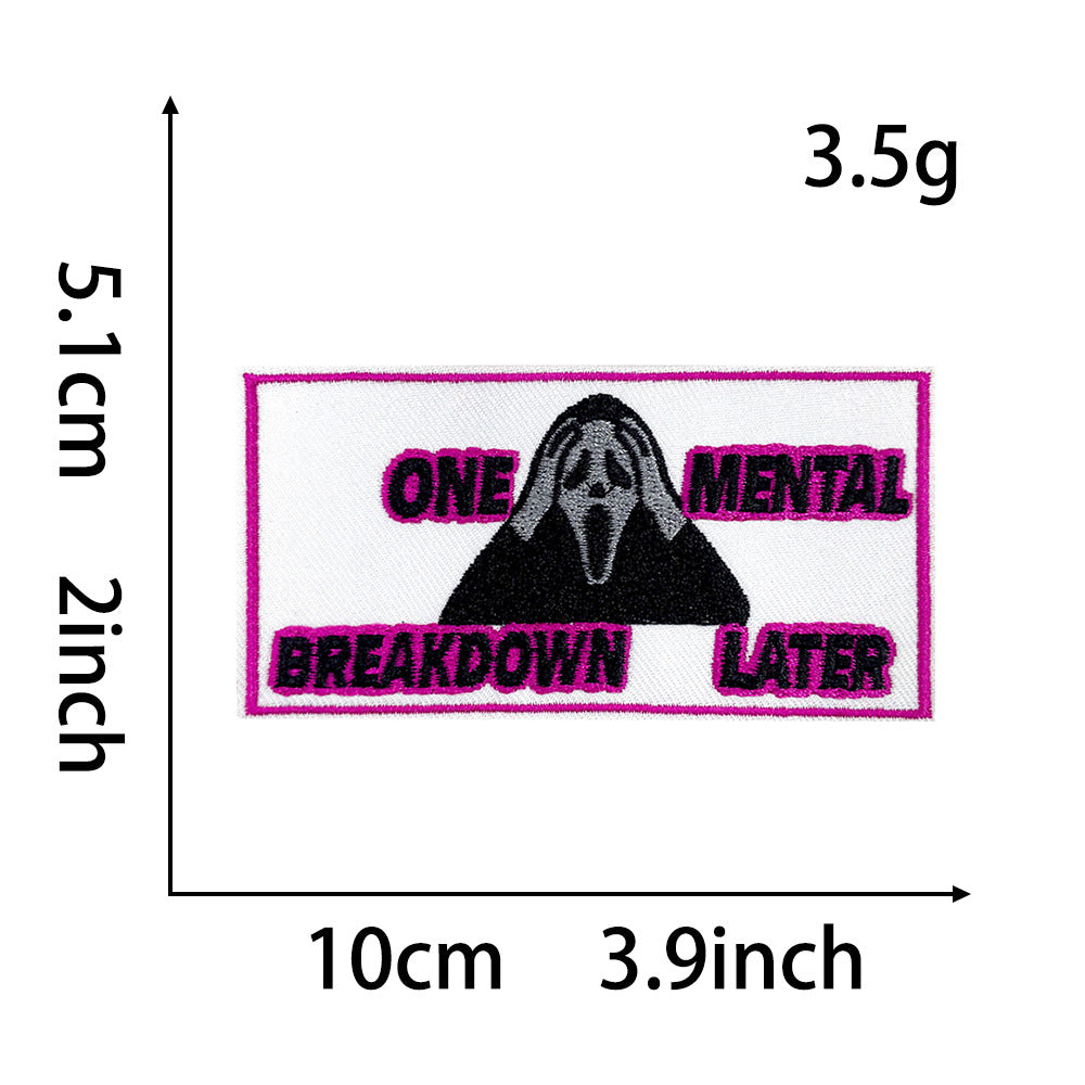 Wholesale Pink English Letter Gold Plaid Polyester Iron On Embroidered Patch DIY Craft Supply For Coat Decoration