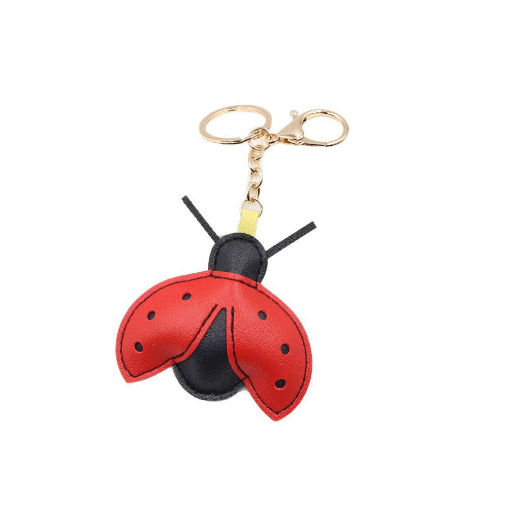 Wholesale Cartoon Ladybug Bag Charm Keychain In Yellow Artificial Leather Car Key Fashion Accessory Gift For Resale