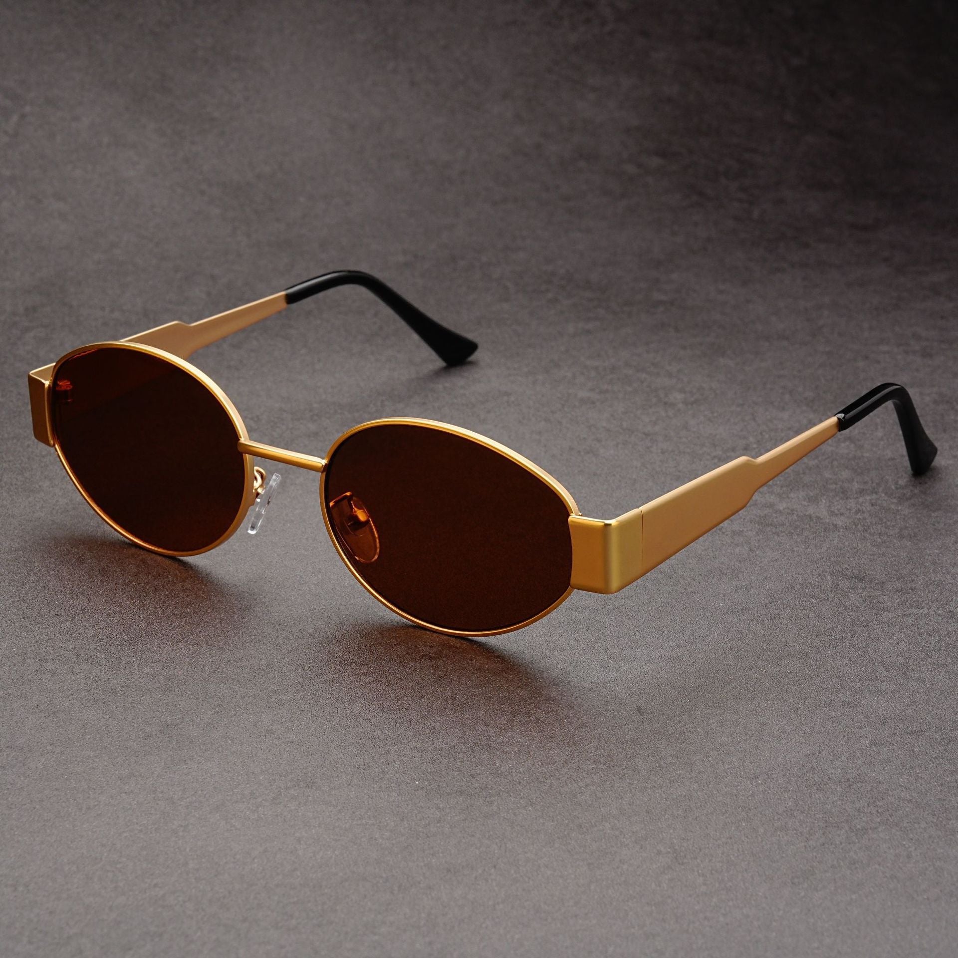 Wholesale Retro old money style metal oval sunglasses