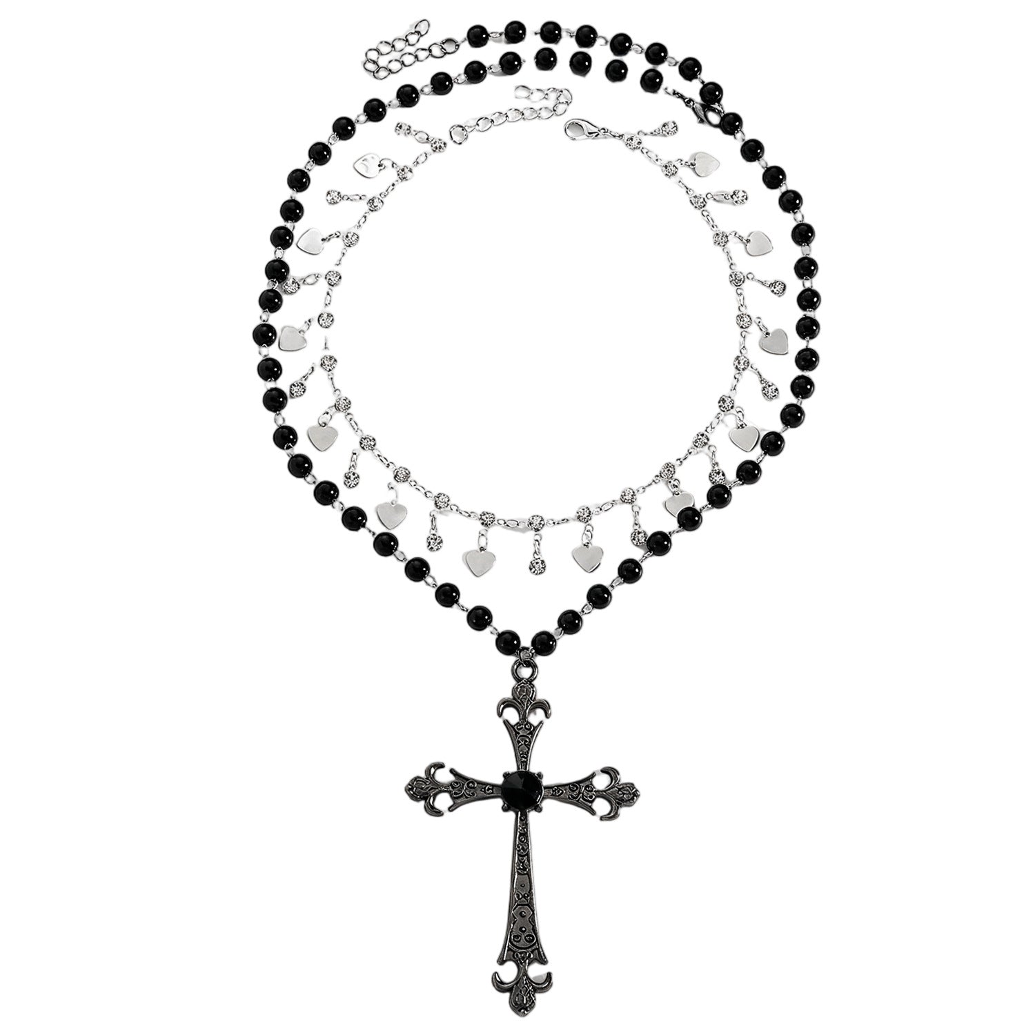 Wholesale Zinc Alloy Gothic Cross Pendant Necklace Punk  Design Electroplated Finish Fashion Jewelry Gift For Women