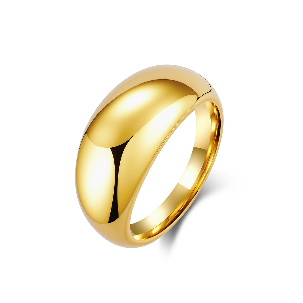 Wholesale Women' s polished titanium steel 18K gold-plated ring