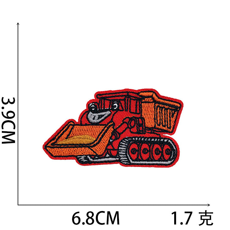 Wholesale Stylish Construction Vehicle Embroidery Patches Self Adhesive Polyester Cloth Applique For Clothing And DIY