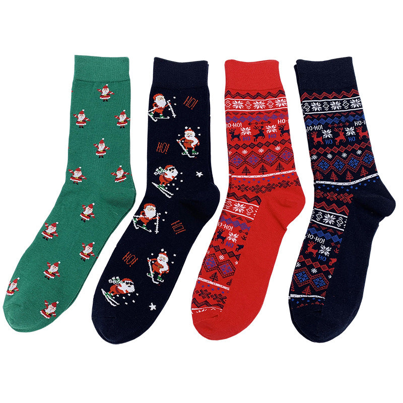 Wholesale Autumn Christmas Tree Elk Middle Tube Cotton Socks